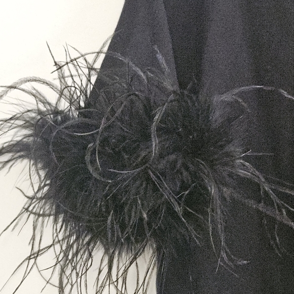 TWINSET MILANO MOCK NECK FEATHER SHORT SLEEVE BLACK SHIRT SIZE SMALL - Picture 9 of 15